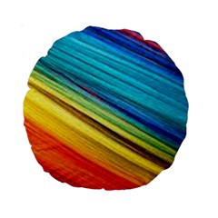 Rainbow Standard 15  Premium Round Cushions by NSGLOBALDESIGNS2