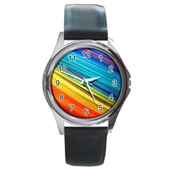 Rainbow Round Metal Watch by NSGLOBALDESIGNS2