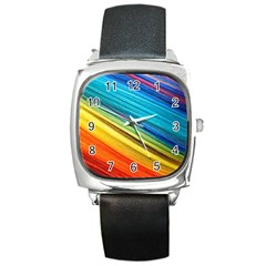 Rainbow Square Metal Watch by NSGLOBALDESIGNS2