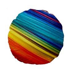 Rainbow Standard 15  Premium Flano Round Cushions by NSGLOBALDESIGNS2