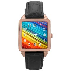 Rainbow Rose Gold Leather Watch  by NSGLOBALDESIGNS2