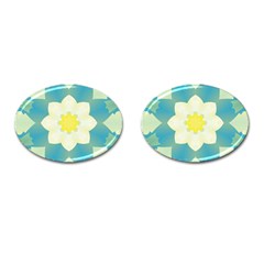 Pattern Flower Abstract Pastel Cufflinks (oval)