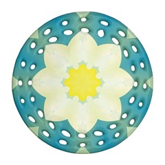 Pattern Flower Abstract Pastel Round Filigree Ornament (two Sides) by Simbadda