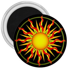 Mandala Sun Graphic Design 3  Magnets by Simbadda