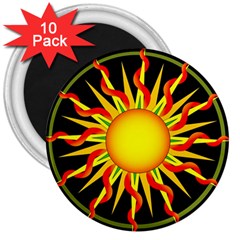 Mandala Sun Graphic Design 3  Magnets (10 Pack)  by Simbadda