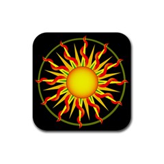 Mandala Sun Graphic Design Rubber Coaster (square)  by Simbadda