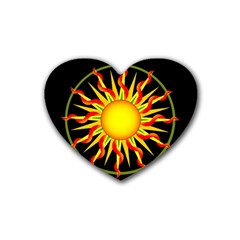 Mandala Sun Graphic Design Heart Coaster (4 Pack)  by Simbadda