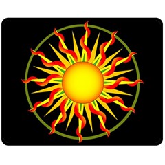 Mandala Sun Graphic Design Double Sided Fleece Blanket (medium)  by Simbadda