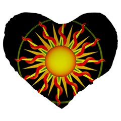 Mandala Sun Graphic Design Large 19  Premium Flano Heart Shape Cushions by Simbadda