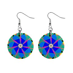 Mandala Wheel Pattern Ornament Mini Button Earrings by Simbadda