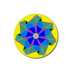 Mandala Wheel Pattern Ornament Rubber Coaster (round)  by Simbadda