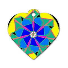 Mandala Wheel Pattern Ornament Dog Tag Heart (two Sides) by Simbadda