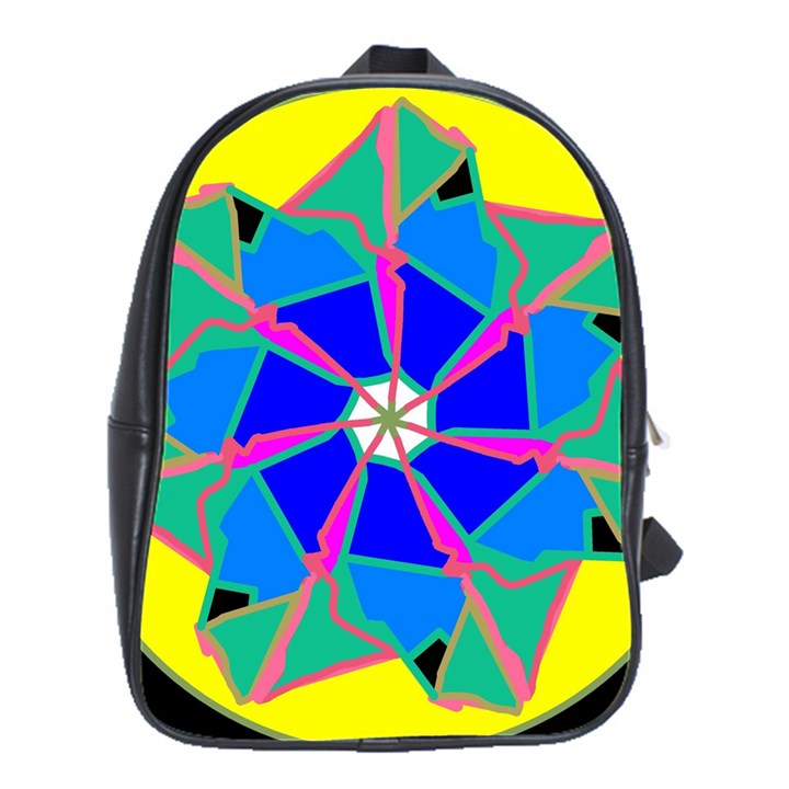 Mandala Wheel Pattern Ornament School Bag (Large)