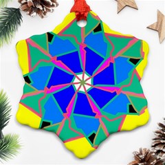 Mandala Wheel Pattern Ornament Snowflake Ornament (two Sides) by Simbadda