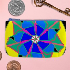 Mandala Wheel Pattern Ornament Large Coin Purse by Simbadda