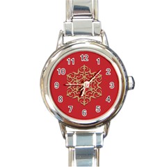 Ornament Flower Pattern Jewelry Round Italian Charm Watch by Simbadda