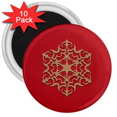 Ornament Flower Pattern Jewelry 3  Magnets (10 Pack)  by Simbadda