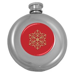 Ornament Flower Pattern Jewelry Round Hip Flask (5 Oz) by Simbadda