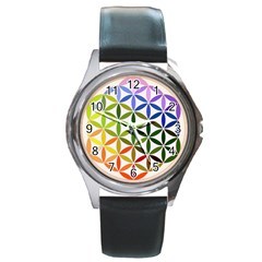 Mandala Rainbow Colorful Reiki Round Metal Watch by Simbadda