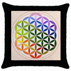 Mandala Rainbow Colorful Reiki Throw Pillow Case (black) by Simbadda