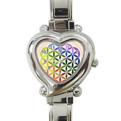 Mandala Rainbow Colorful Reiki Heart Italian Charm Watch