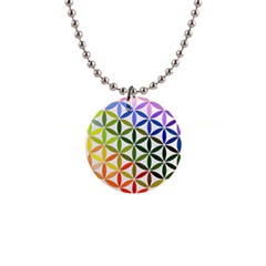 Mandala Rainbow Colorful Reiki 1  Button Necklace by Simbadda