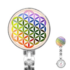 Mandala Rainbow Colorful Reiki Stainless Steel Nurses Watch by Simbadda