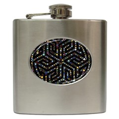 Symbol Wheel Mandala Design Hip Flask (6 Oz) by Simbadda