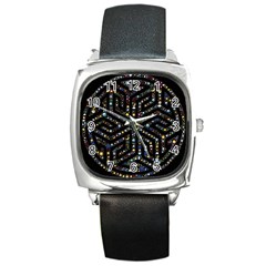 Symbol Wheel Mandala Design Square Metal Watch by Simbadda