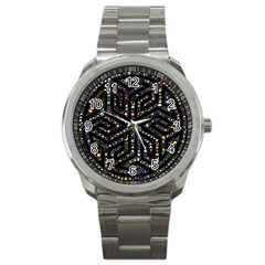 Symbol Wheel Mandala Design Sport Metal Watch by Simbadda