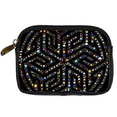 Symbol Wheel Mandala Design Digital Camera Leather Case by Simbadda