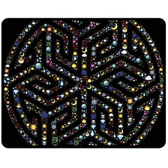 Symbol Wheel Mandala Design Fleece Blanket (medium)  by Simbadda