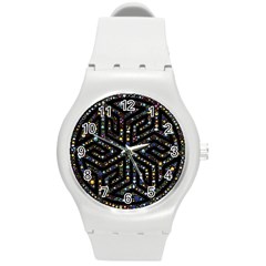 Symbol Wheel Mandala Design Round Plastic Sport Watch (m) by Simbadda