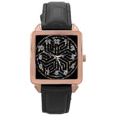 Symbol Wheel Mandala Design Rose Gold Leather Watch  by Simbadda