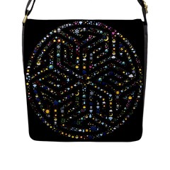 Symbol Wheel Mandala Design Flap Closure Messenger Bag (l) by Simbadda