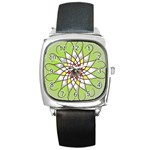 Mandala Model Figure Graphics Square Metal Watch Front