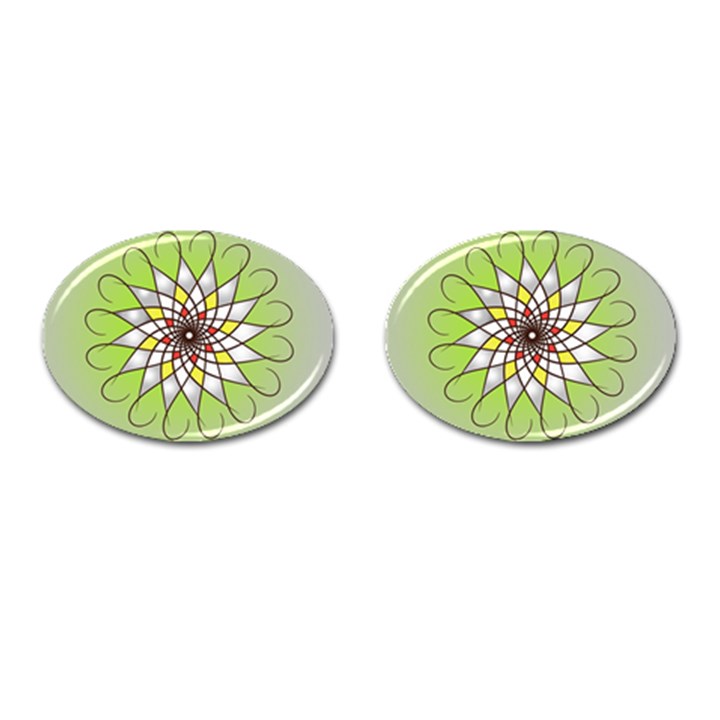 Mandala Model Figure Graphics Cufflinks (Oval)