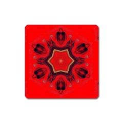 Chakra Art Heart Healing Red Square Magnet by Simbadda