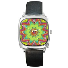 Abstract Art Abstract Background Pattern Square Metal Watch by Simbadda