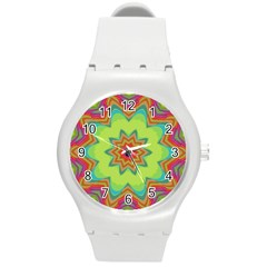 Abstract Art Abstract Background Pattern Round Plastic Sport Watch (m) by Simbadda