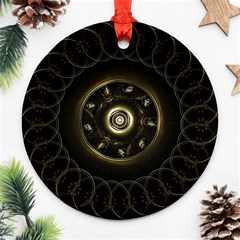 Fractal Gold Mandala Fractal Art Round Ornament (two Sides) by Simbadda