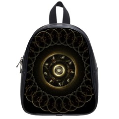 Fractal Gold Mandala Fractal Art School Bag (small) by Simbadda