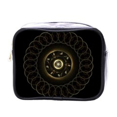 Fractal Gold Mandala Fractal Art Mini Toiletries Bag (one Side) by Simbadda