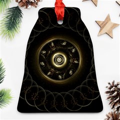 Fractal Gold Mandala Fractal Art Bell Ornament (two Sides) by Simbadda