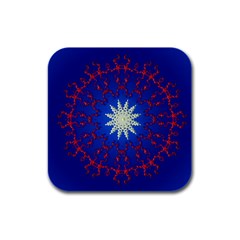 Mandala Abstract Fractal Patriotic Rubber Square Coaster (4 Pack)  by Simbadda