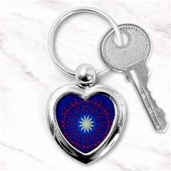 Mandala Abstract Fractal Patriotic Key Chains (heart)  by Simbadda