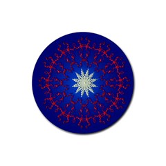 Mandala Abstract Fractal Patriotic Rubber Round Coaster (4 Pack)  by Simbadda