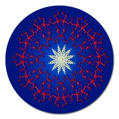 Mandala Abstract Fractal Patriotic Magnet 5  (round)