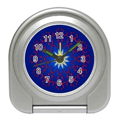 Mandala Abstract Fractal Patriotic Travel Alarm Clock by Simbadda