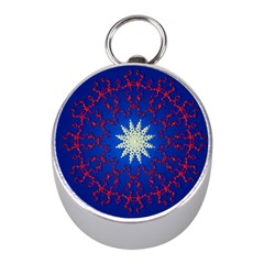 Mandala Abstract Fractal Patriotic Mini Silver Compasses by Simbadda